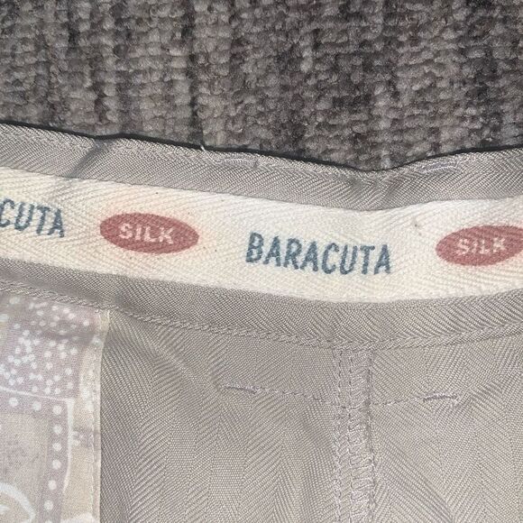 Baracuta Mens Size 40 Waist Silk Chino Pleated Front Shorts Tan Khaki Pockets * - Picture 3 of 7